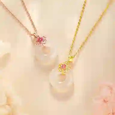 心草 桃花平安扣 玉髓 项链 女款