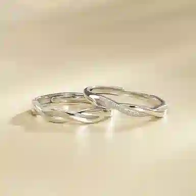 心草 莫比乌斯环 光面素圈 浪漫精致小众对戒 合金 戒指 男女同款情侣款  恋爱频率爱意交织开口可调节