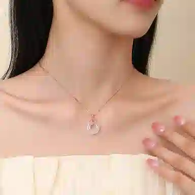 心草 桃花平安扣 玉髓 项链 女款