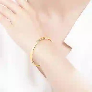 心草 三生三世 国潮新中式轻奢小众设计高级感素圈 合金 手镯 女款 光面立体闭口日常百搭