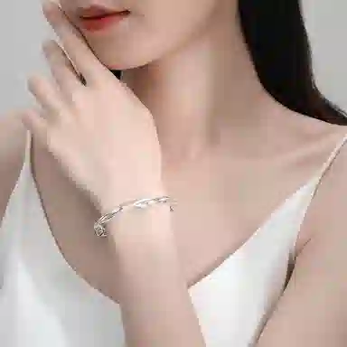 心草 莫比乌斯环 永恒的爱 简约时尚实心推拉可调节  国潮国风 合金 手镯 女款 扭纹 个性大气麻花手饰品