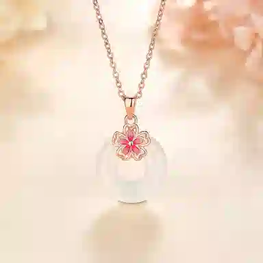 心草 桃花平安扣 玉髓 项链 女款