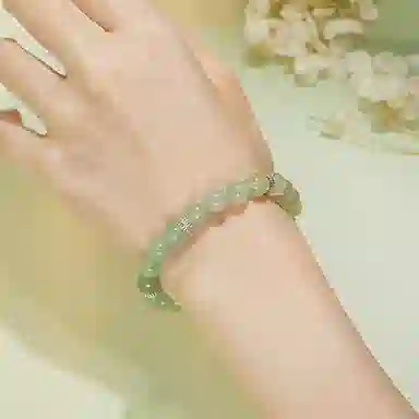 心草 绿精灵 国潮复古新中式小众设计简约温柔气质典雅大方民族风日常百搭手饰合成/人造 绿发晶 手串 女款