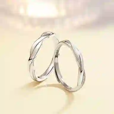 心草 莫比乌斯环 光面素圈 浪漫精致小众对戒 合金 戒指 男女同款情侣款  恋爱频率爱意交织开口可调节