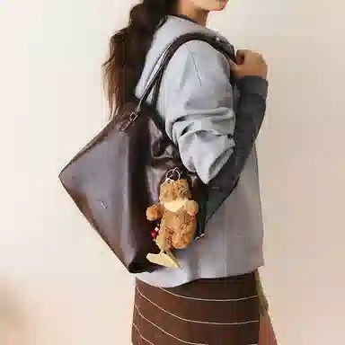 JONBAG Pleated Tote Bag Brown