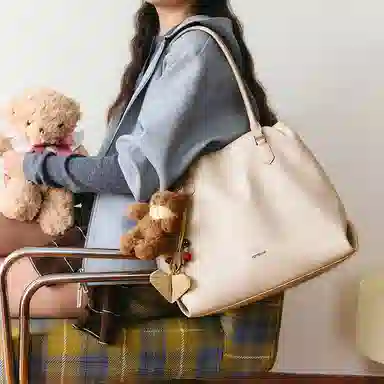 JONBAG Pleated Tote Bag Brown