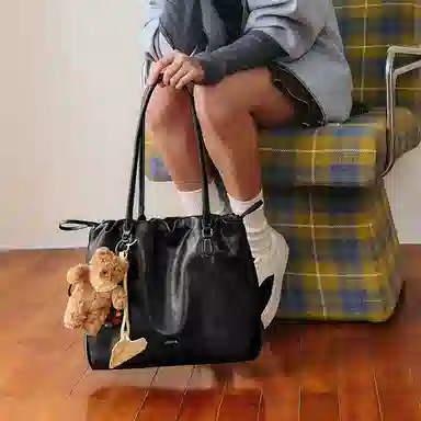 JONBAG Pleated Tote Bag Brown