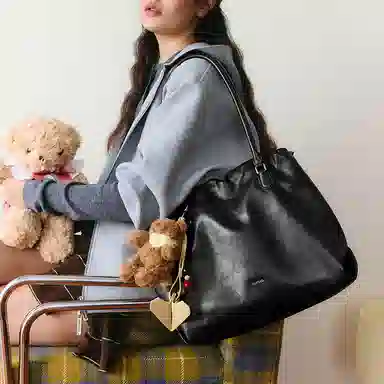 JONBAG Pleated Tote Bag Brown