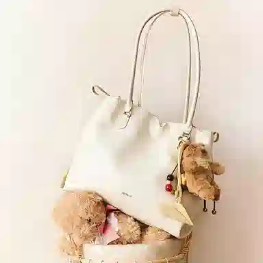 JONBAG Pleated Tote Bag Brown