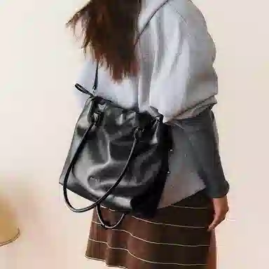 JONBAG Pleated Tote Bag Brown