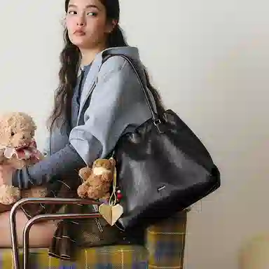 JONBAG Pleated Tote Bag Brown