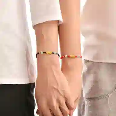 六桂福珠宝 招财转运貔貅吞金兽情侣手链男女款一对 黄金 手链 男女同款情侣款