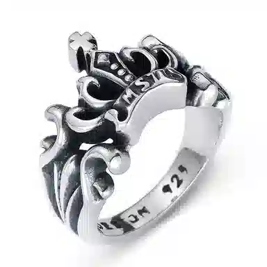 MYSH Cross Crown Silver Ring