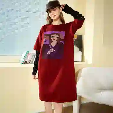 木果果木 美式复古宽松蕾丝长袖连衣裙 女款