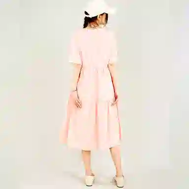 木果果木 甜美兔子宽松简约中长款短袖连衣裙 女款