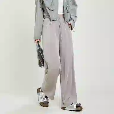 木果果木 慵懒阔腿通勤松弛感百搭宽松纯色休闲裤 女款