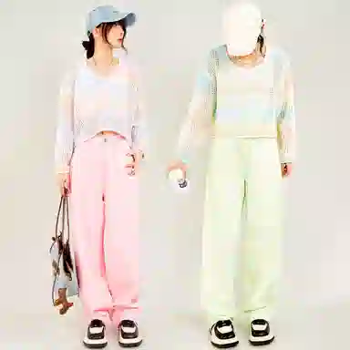 木果果木 简约休闲宽松拖地牛仔裤 女款