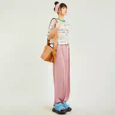 木果果木 纯色中腰宽松直筒休闲裤 女款