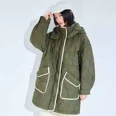 木果果木 宽松连帽中长款舒适长袖棉服 女款