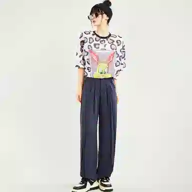 木果果木 纯色中腰宽松直筒休闲裤 女款