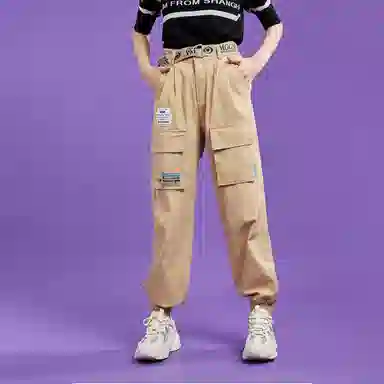 木果果木 宽松束脚拼接设计感工装裤 女款