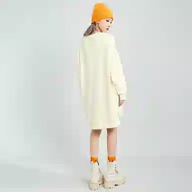 木果果木 不规则开叉设计印花圆领长袖连衣裙 女款