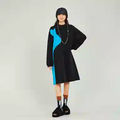 木果果木 童趣印花中长款落肩长袖连衣裙 女款