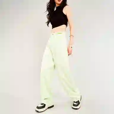 木果果木 简约休闲宽松拖地牛仔裤 女款