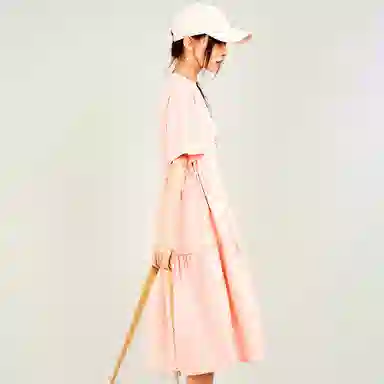 木果果木 甜美兔子宽松简约中长款短袖连衣裙 女款