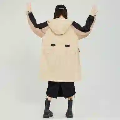 木果果木 撞色复古长袖风衣 女款