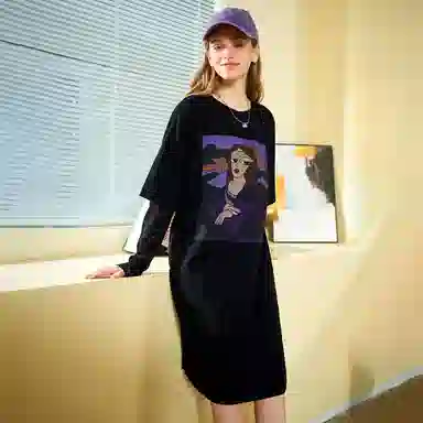 木果果木 美式复古宽松蕾丝长袖连衣裙 女款