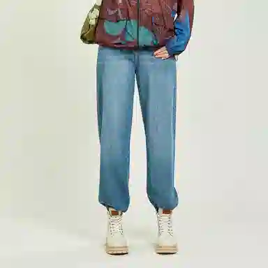 木果果木 休闲阔腿女遮肉裤子牛仔裤 女款