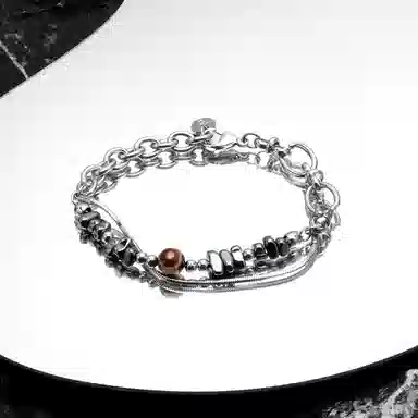 ENFANTIN Silver Double Chain Bracelet