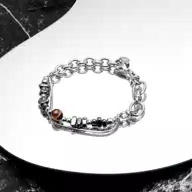 ENFANTIN Silver Double Chain Bracelet
