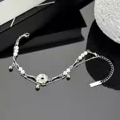 ENFANTIN Double Layer Peace Buckle Bracelet S925 Silver Agate Pearl