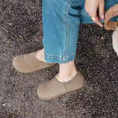 牛反绒 保暖减震增高包裹性 加绒舒适时尚百搭一脚蹬 及踝 雪地靴 女款