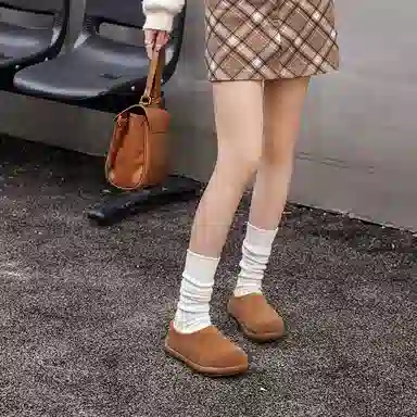 牛反绒 保暖减震增高包裹性 加绒舒适时尚百搭一脚蹬 及踝 雪地靴 女款