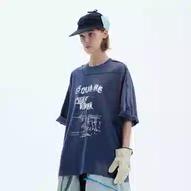 A SQUARE ROOT Gradient Print Vintage Casual T-Shirt