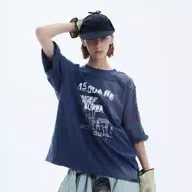 A SQUARE ROOT Gradient Print Vintage Casual T-Shirt