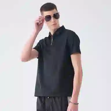 DAVID NAMAN SS24 Polo Zip Tee Black