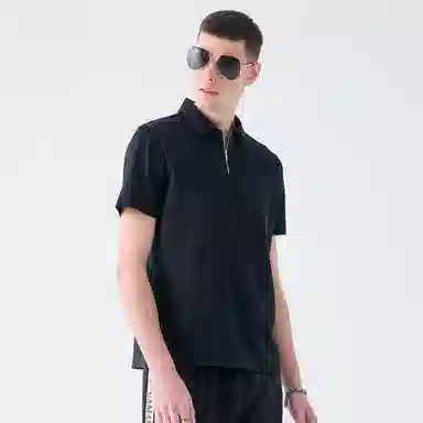 DAVID NAMAN SS24 Polo Zip Tee Black