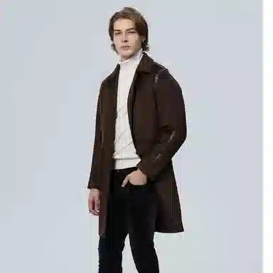 David Naman Wool Coat Brown