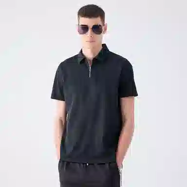 DAVID NAMAN SS24 Polo Zip Tee Black