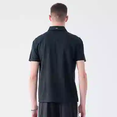 DAVID NAMAN SS24 Polo Zip Tee Black