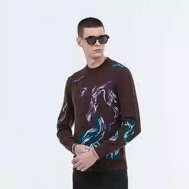 David Naman Patchwork Crewneck Sweater