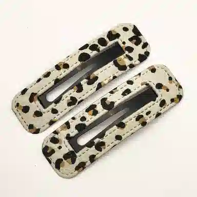 简应舒 长方形豹纹侧边夹刘海夹子碎发小夹子日常小 布料 发夹 女款