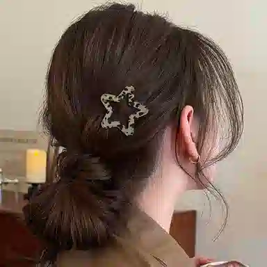 简应舒 星星豹纹侧边夹碎发小夹子刘海夹小发卡日常 布料 发夹 女款