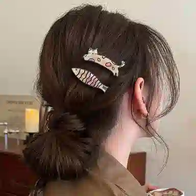 简应舒 趣味可爱小鱼小猫侧边夹刘海夹碎发小夹子日常小发卡发饰 亚克力+合金 发夹 女款