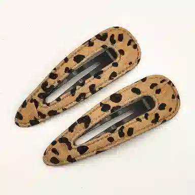 简应舒 水滴豹纹侧边夹小刘海夹碎发夹日常 布料 发夹 女款