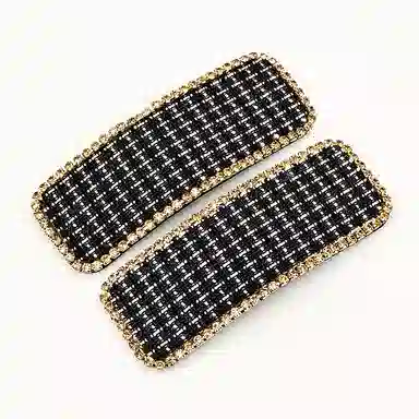 简应舒 方形千鸟格侧边刘海碎发 布艺 发夹 女款